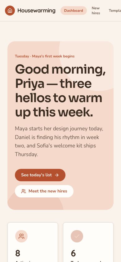 Employee Onboarding Template — responsive mobile layout