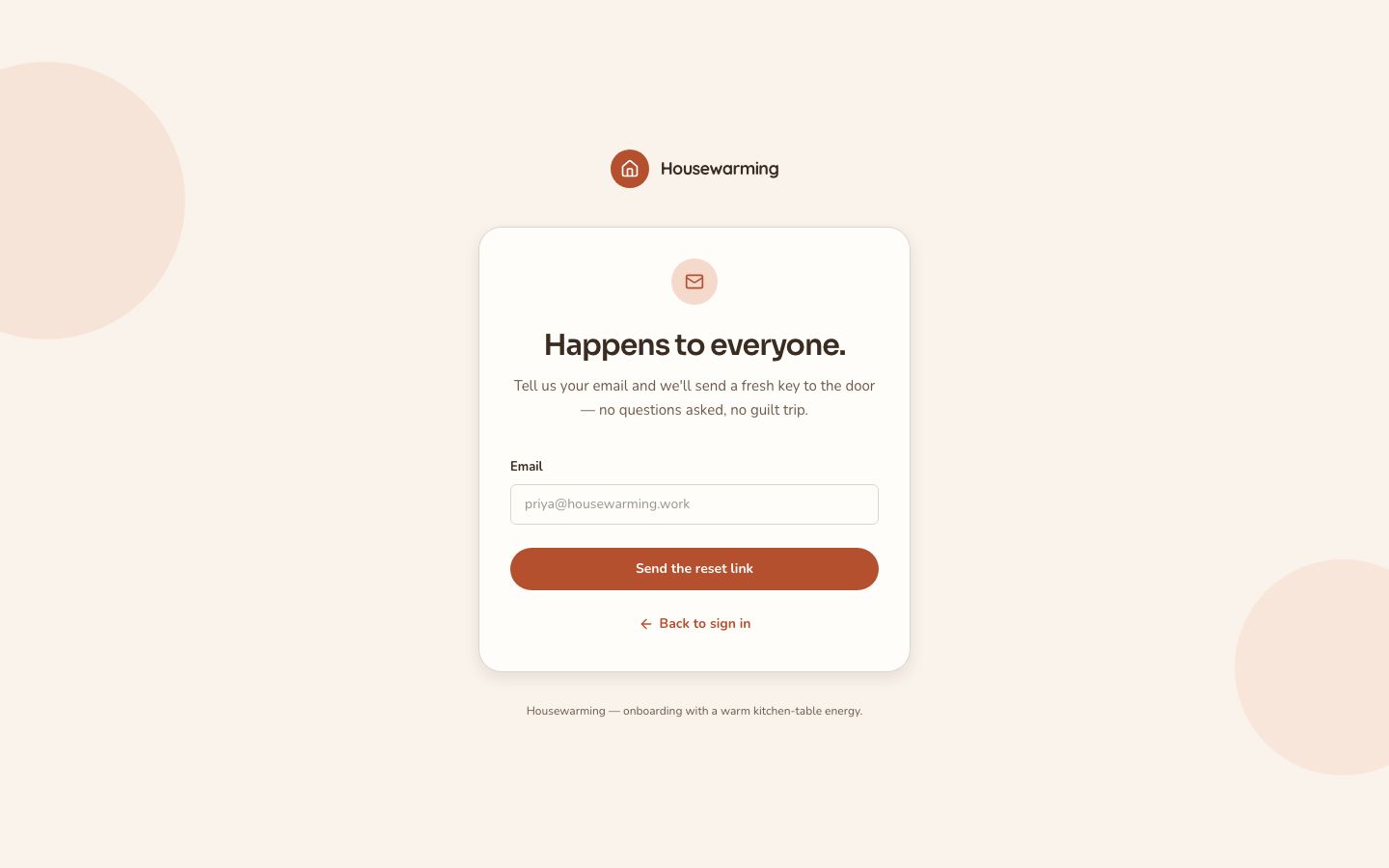 Employee Onboarding Template — forgot password page screenshot