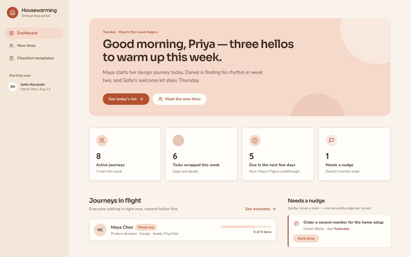 Employee Onboarding Template — home page screenshot
