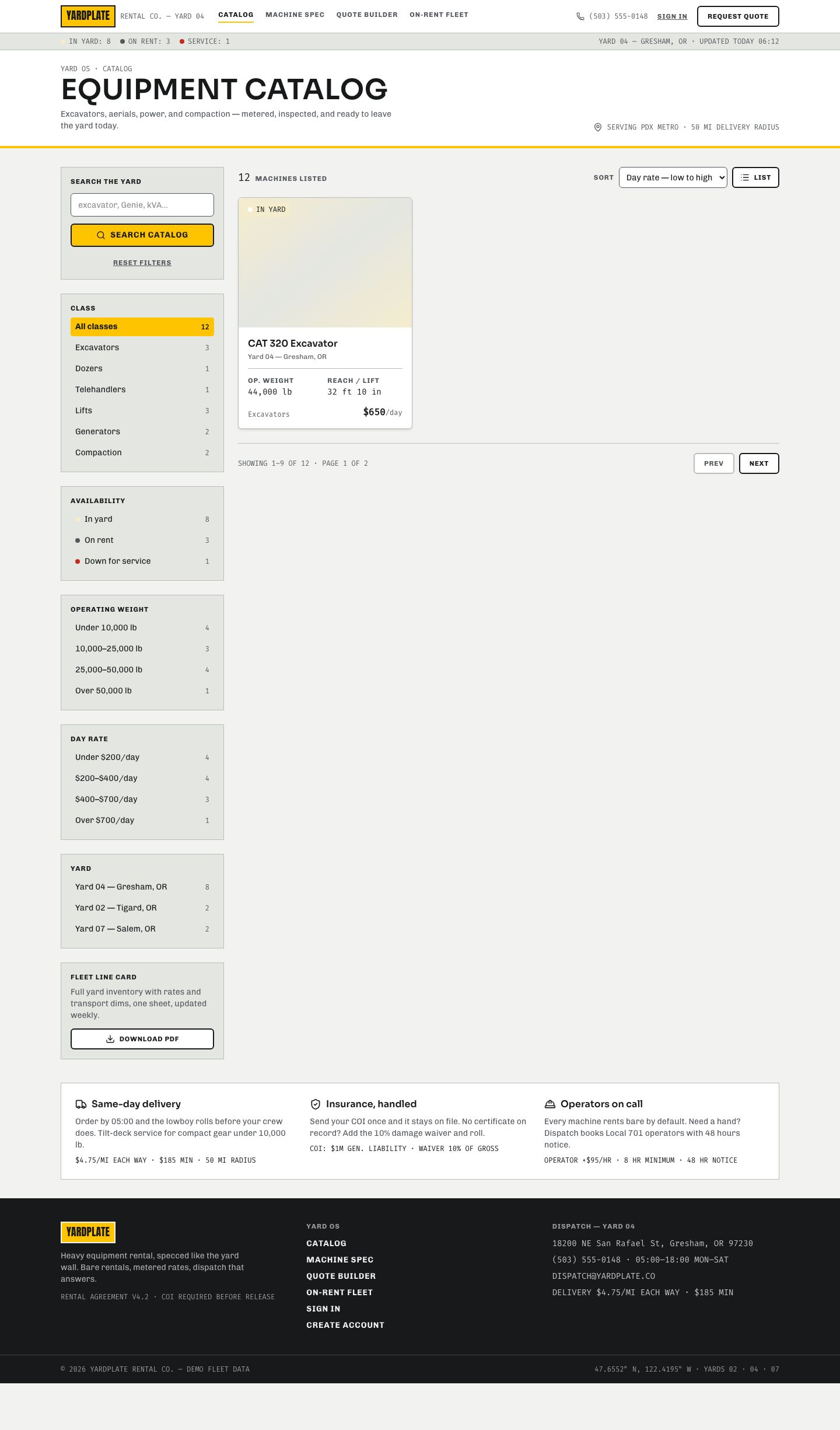 Equipment Rental App Template — full page preview