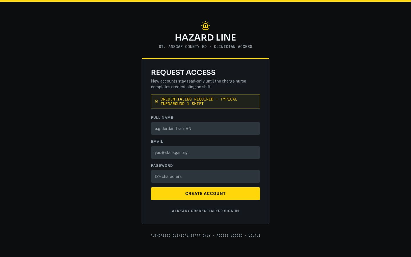 Hospital Dashboard UI Template — signup page screenshot