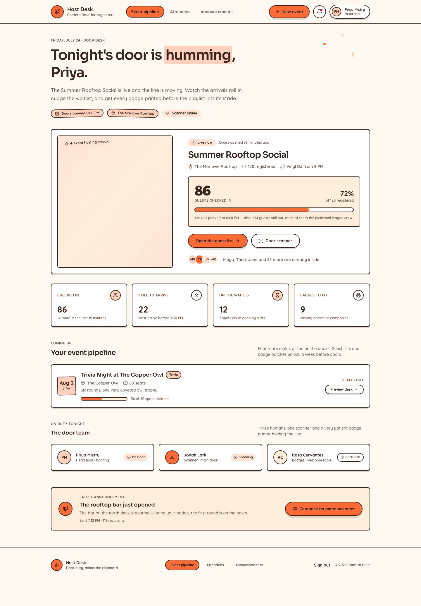 Event Check-In App Template — full page preview