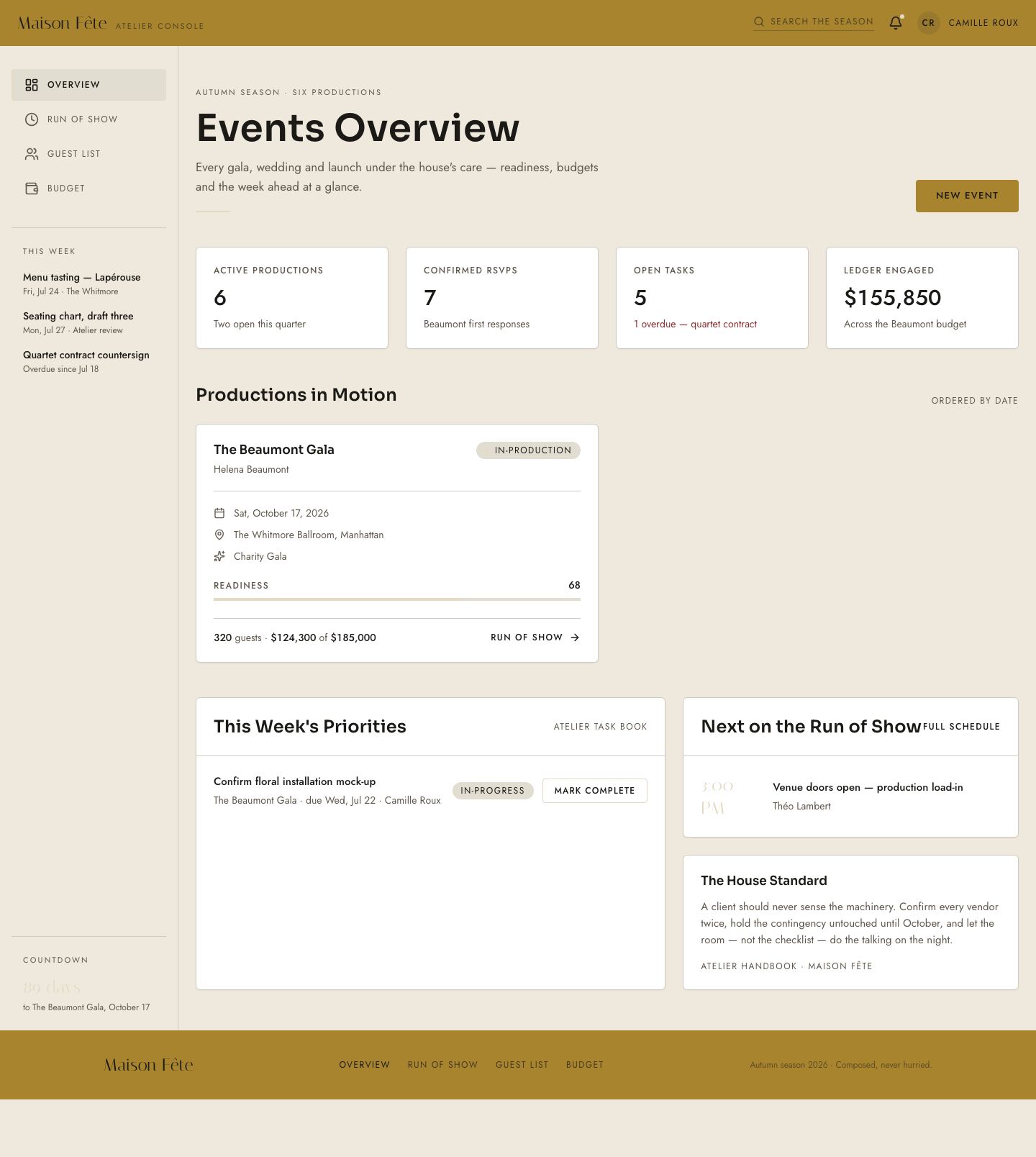 Event Planning Dashboard Template — full page preview