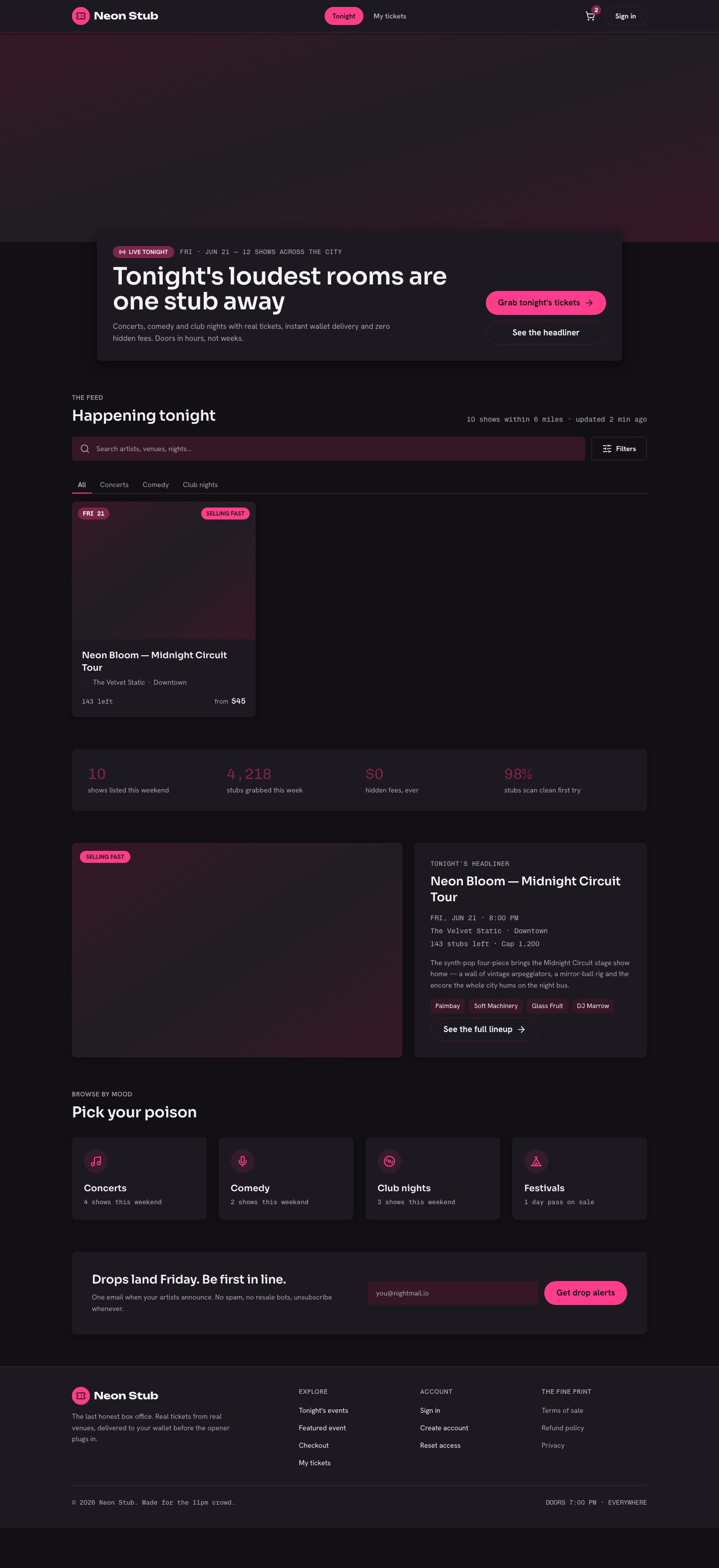 Event Ticketing App Template — full page preview