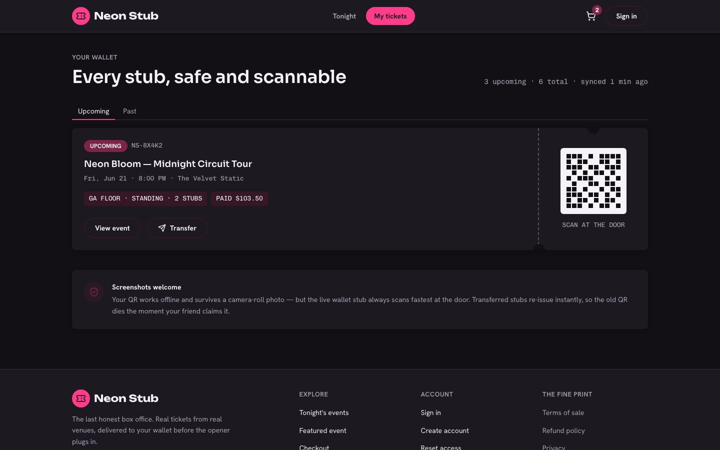 Event Ticketing App Template — tickets page screenshot