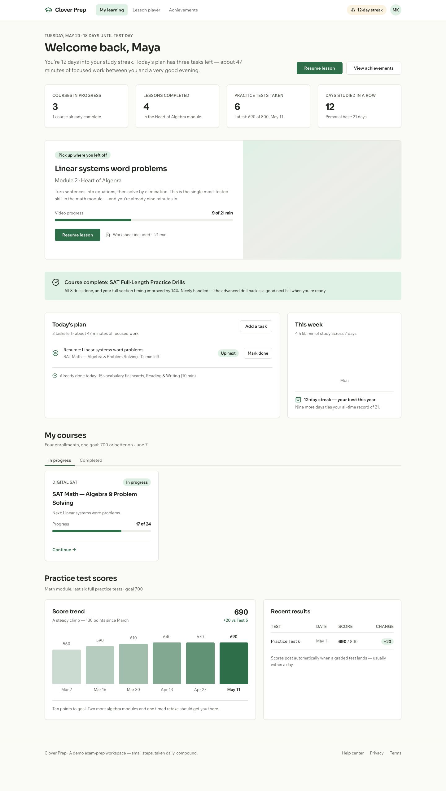 Exam Prep App Template — full page preview