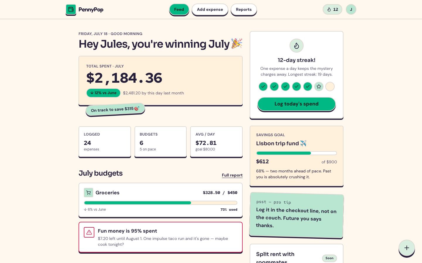 Expense Tracker App Template — home page screenshot