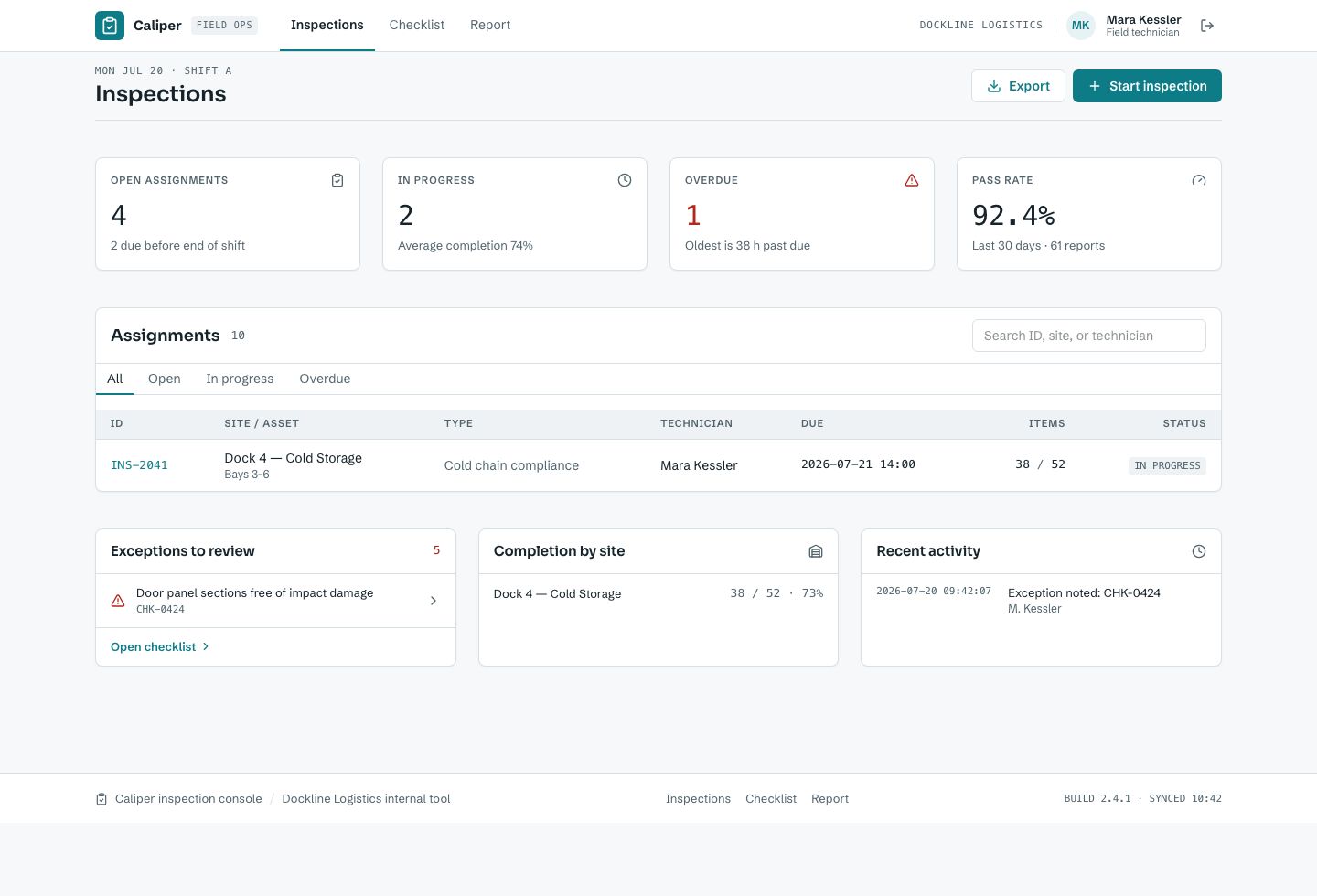 Inspection Checklist App Template — full page preview