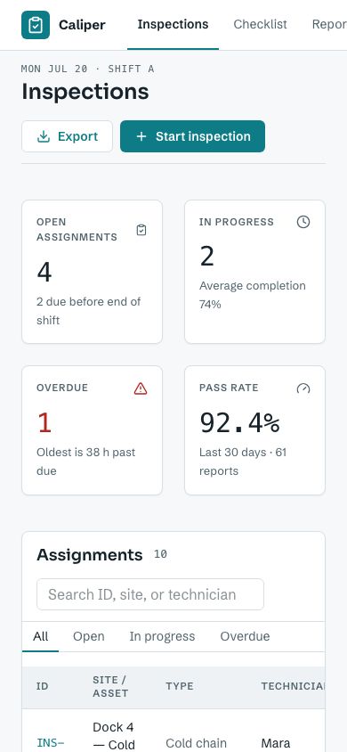 Inspection Checklist App Template — responsive mobile layout
