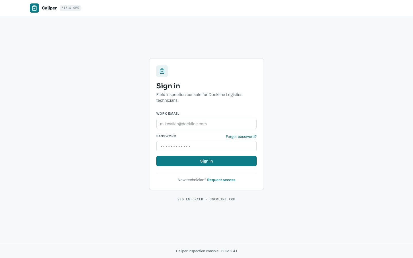 Inspection Checklist App Template — login page screenshot