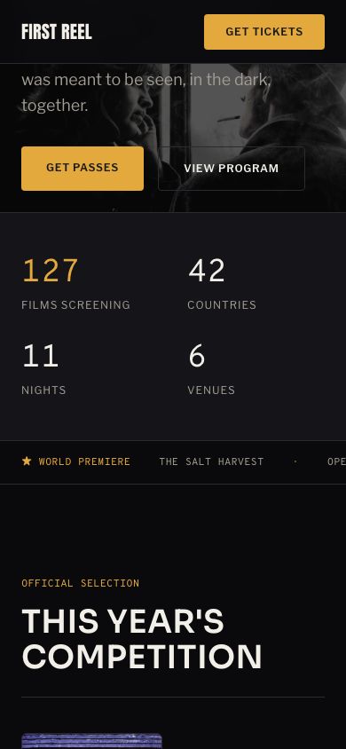 Film Festival Website Template — responsive mobile layout