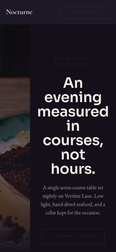 Fine Dining Restaurant Website — responsive mobile layout