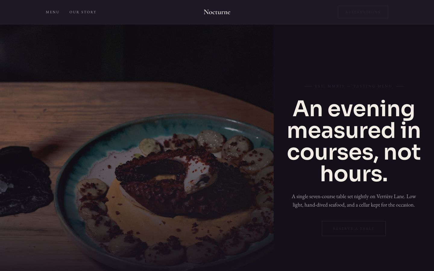 Fine Dining Restaurant Website — home page screenshot