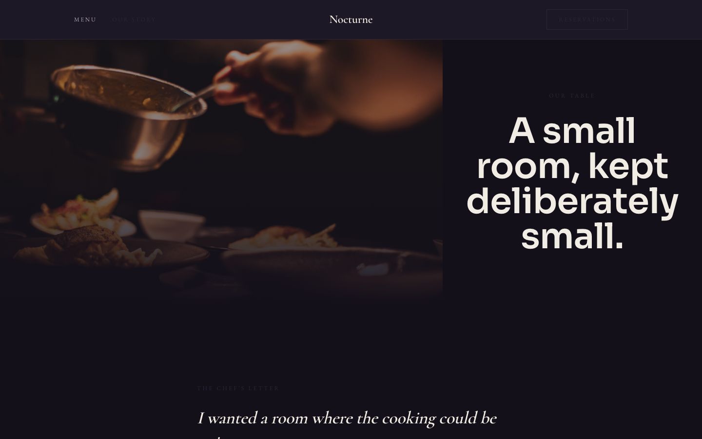 Fine Dining Restaurant Website — story page screenshot