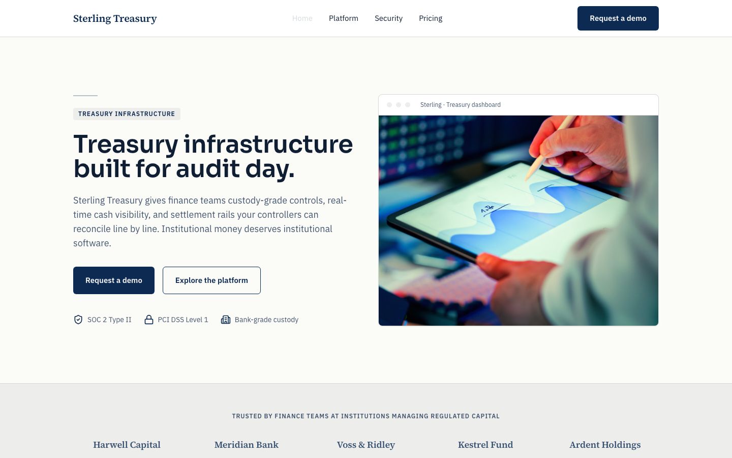 Fintech Website Template — home page screenshot