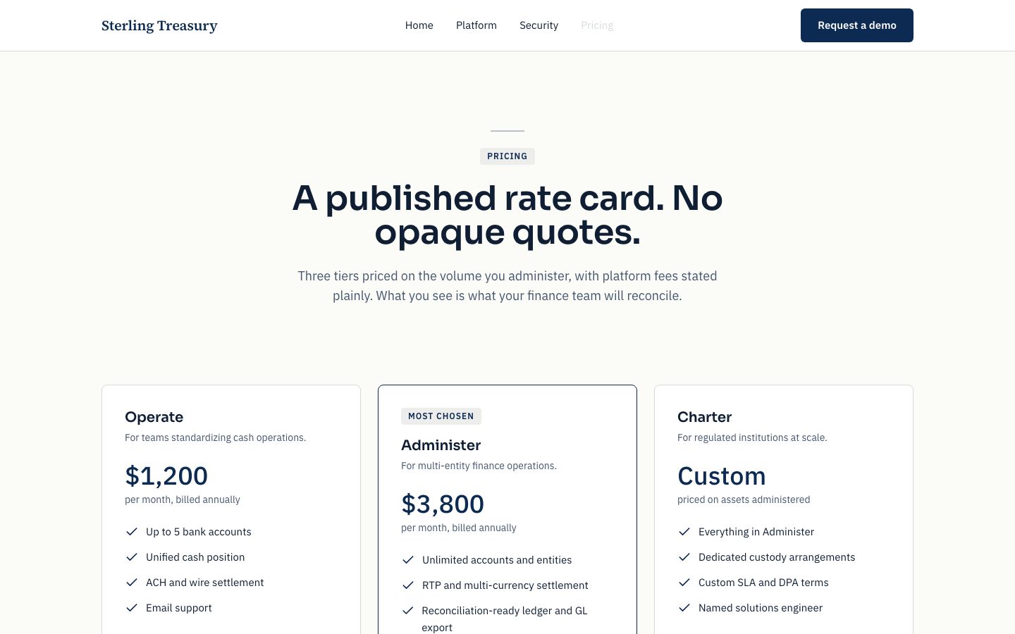 Fintech Website Template — pricing page screenshot