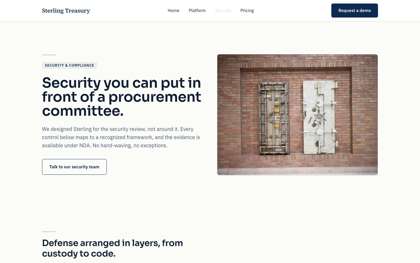 Fintech Website Template — security page screenshot