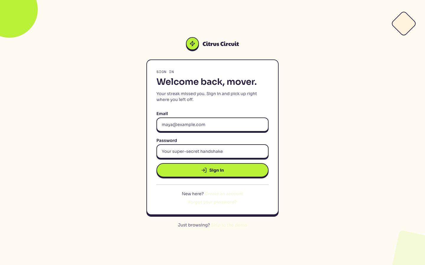 Fitness App Dashboard Template — login page screenshot