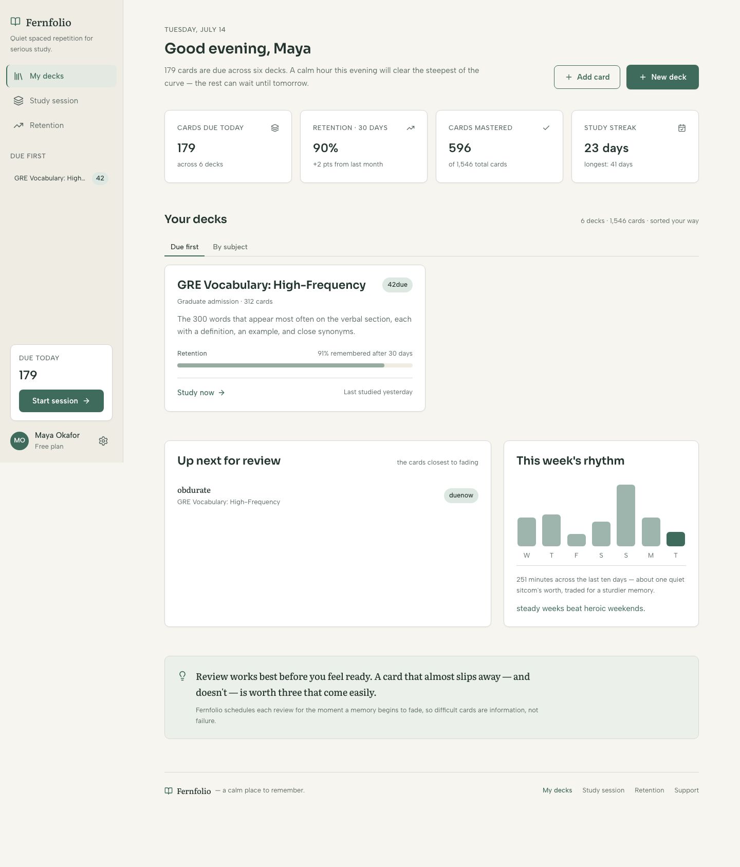 Flashcard App UI Template — full page preview