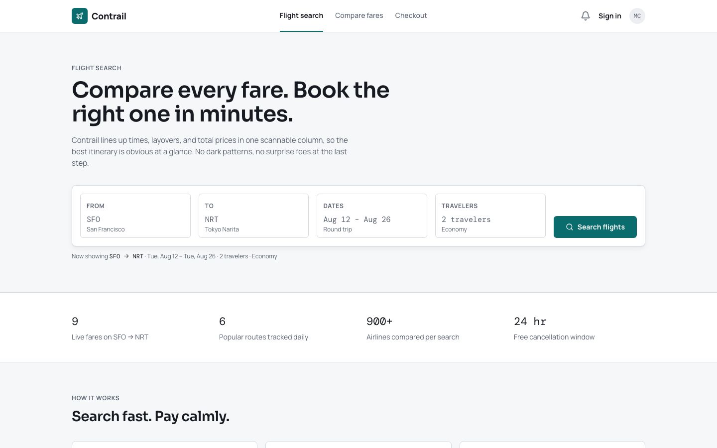 Flight Booking App Template — home page screenshot