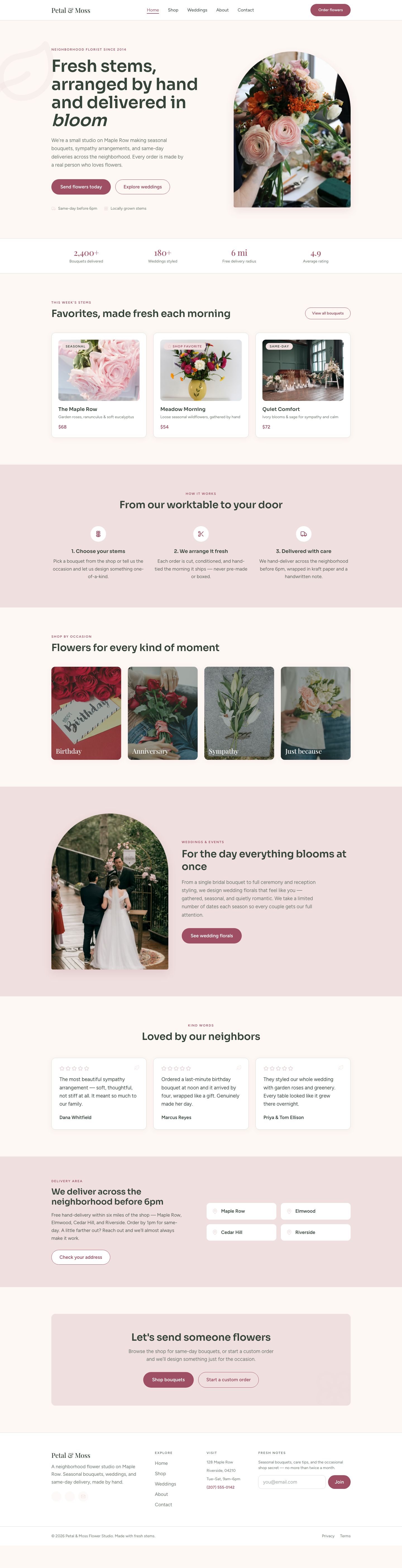 Florist Website Template — full page preview