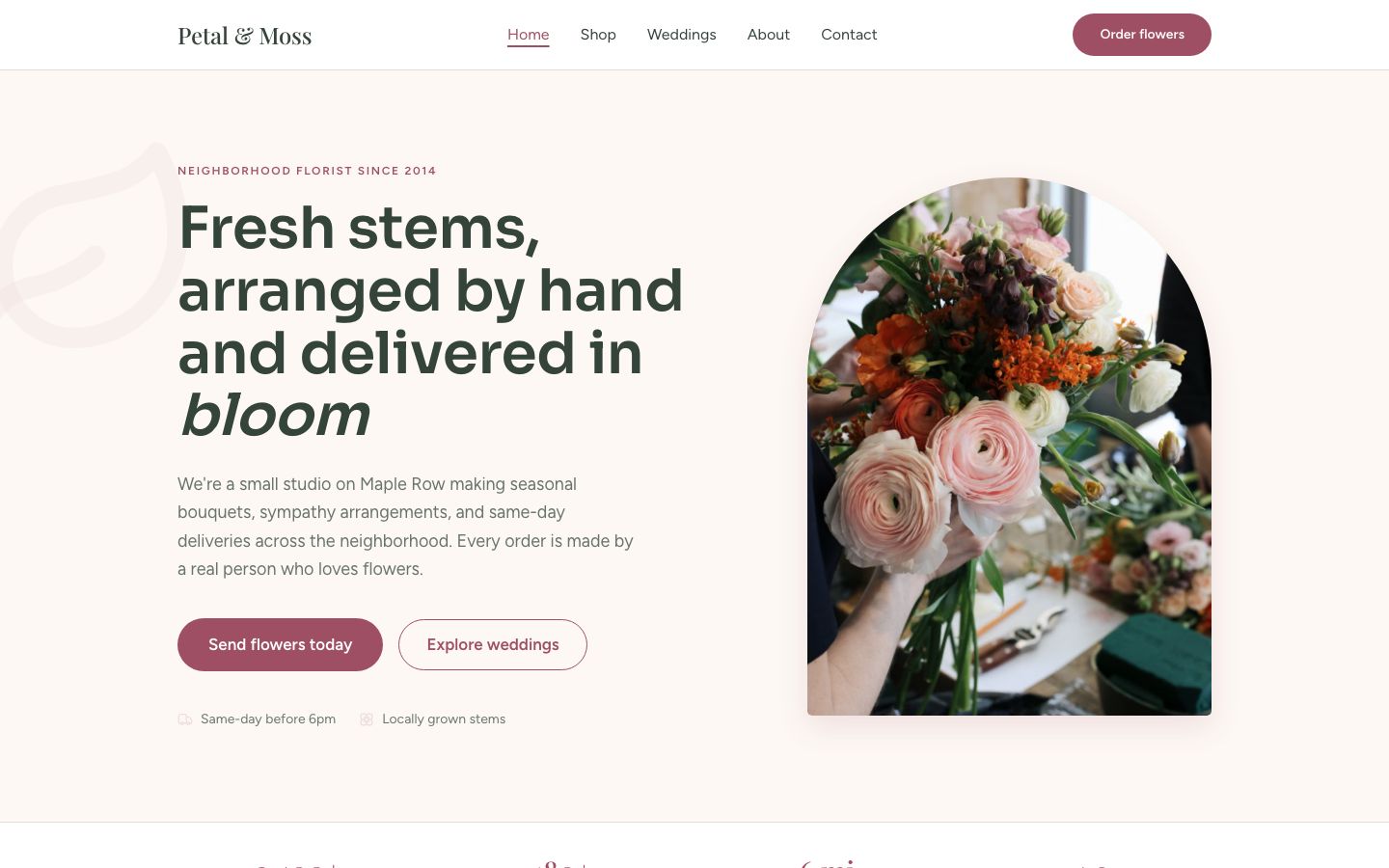 Florist Website Template — home page screenshot