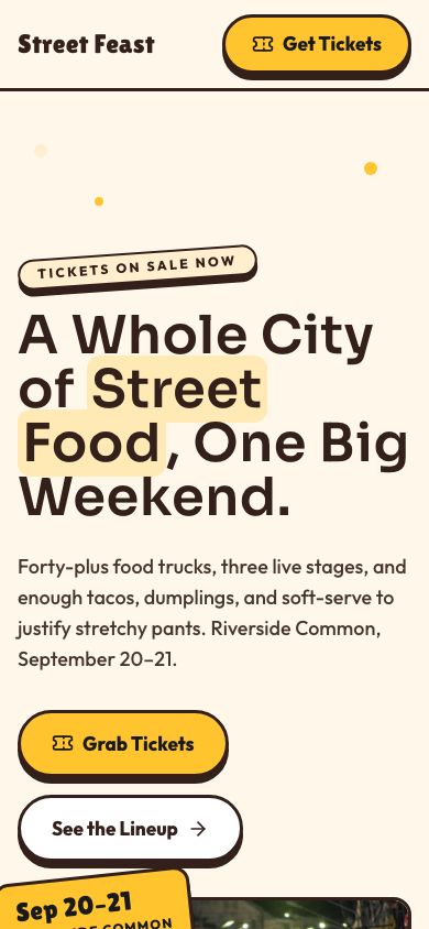 Food Festival Website Template — responsive mobile layout