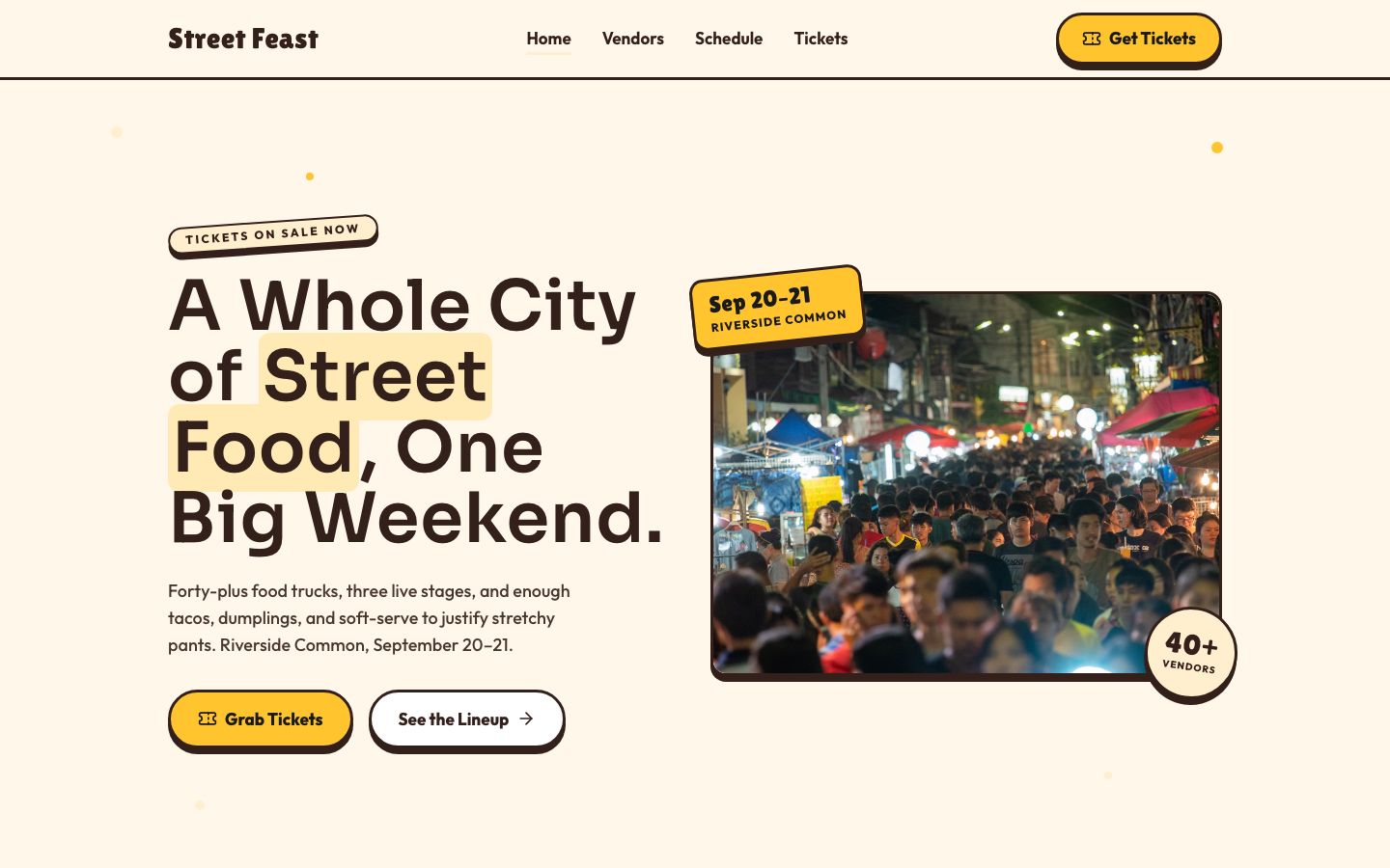 Food Festival Website Template — home page screenshot