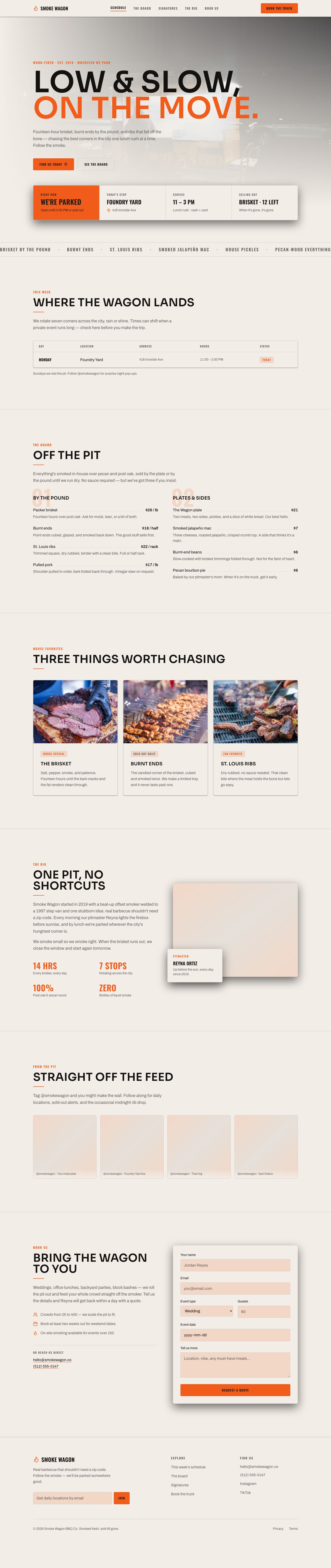 Food Truck Website Template — full page preview