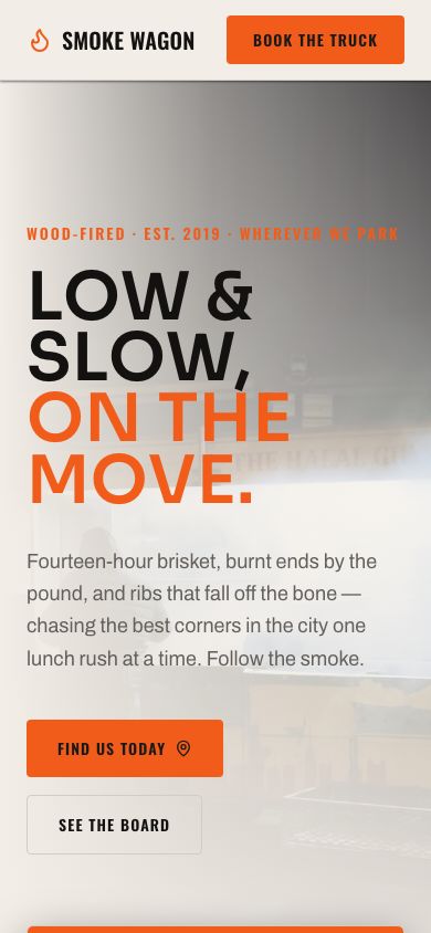 Food Truck Website Template — responsive mobile layout