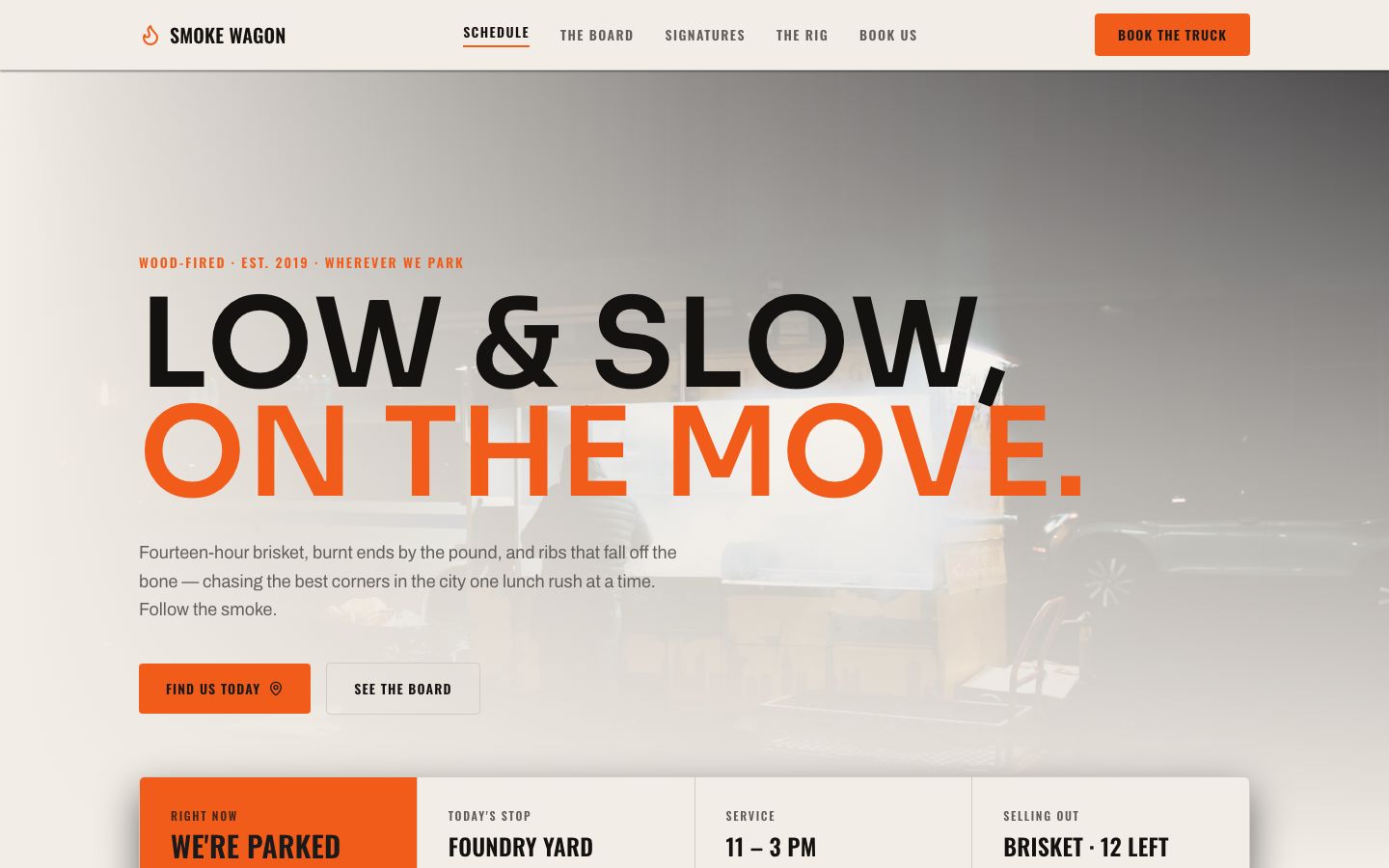 Food Truck Website Template — home page screenshot