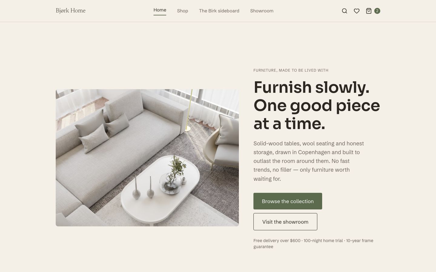 Furniture Store Website Template — home page screenshot