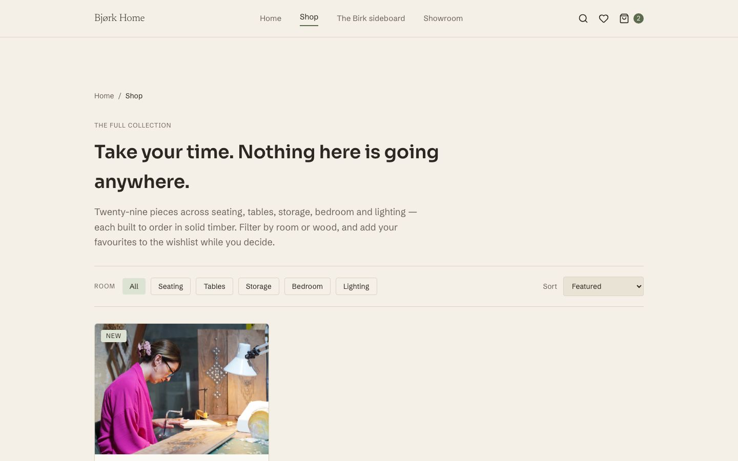 Furniture Store Website Template — shop page screenshot