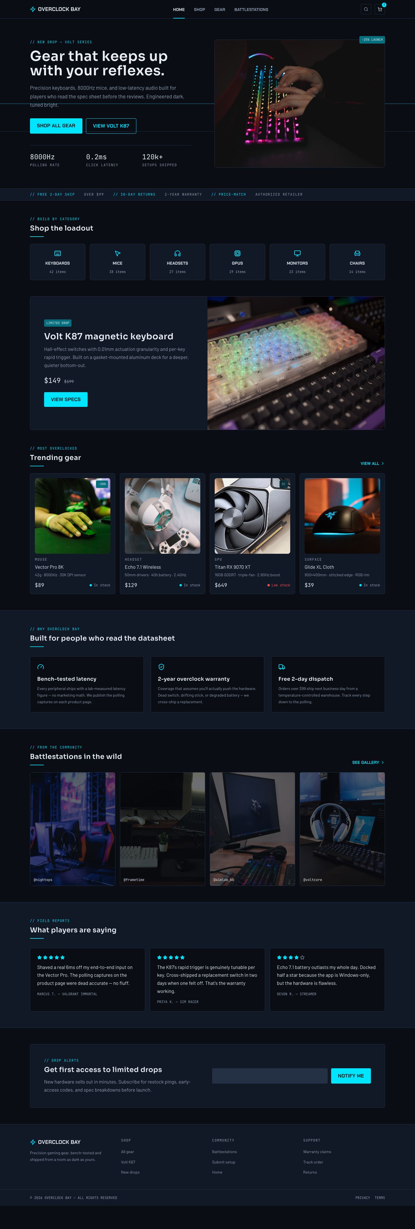 Gaming Store Website Template — full page preview