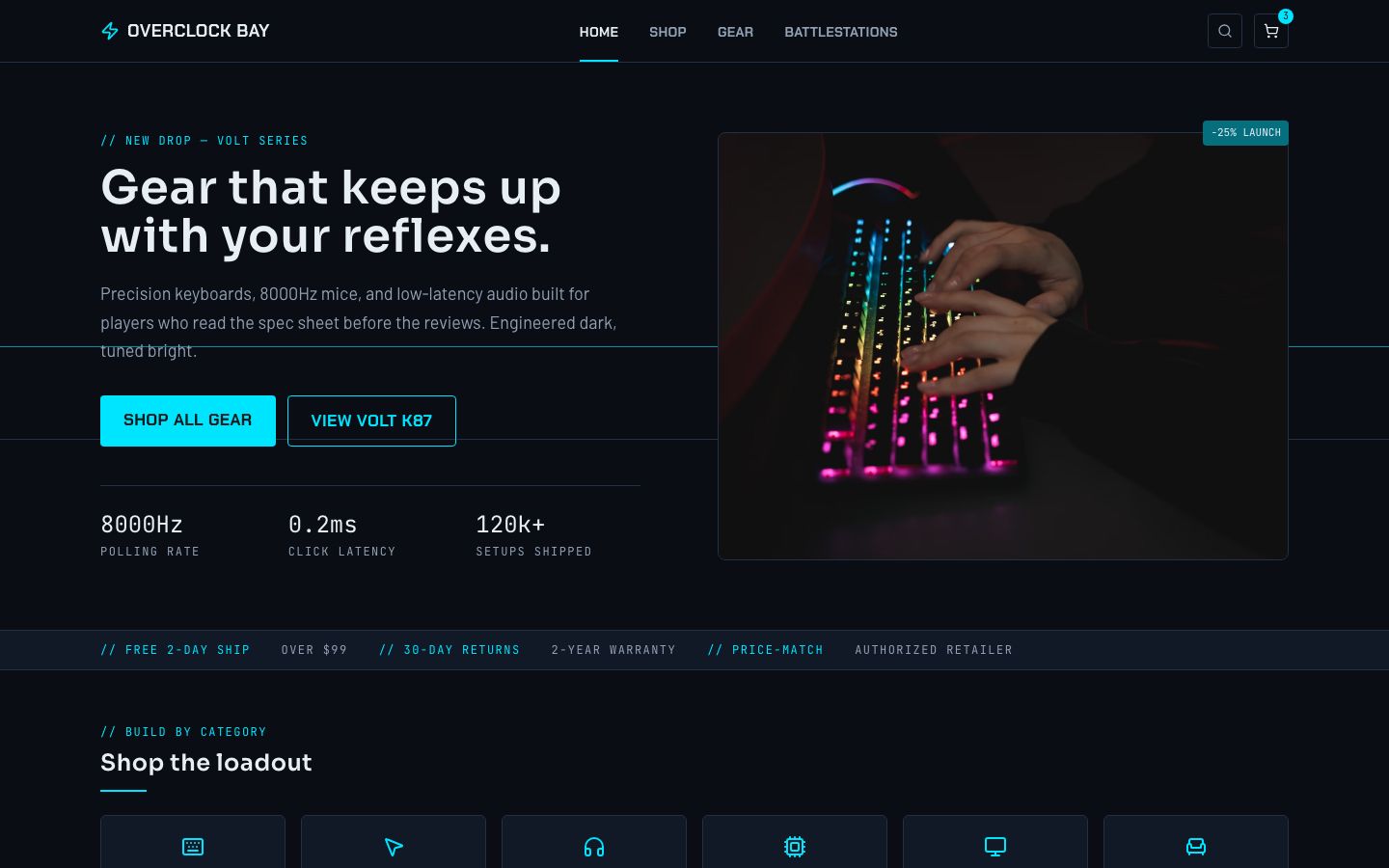 Gaming Store Website Template — home page screenshot