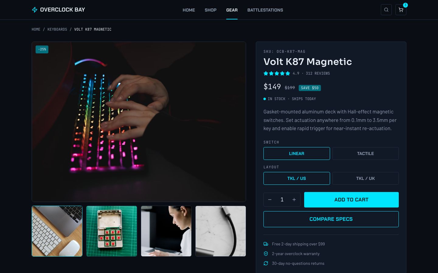 Gaming Store Website Template — product page screenshot