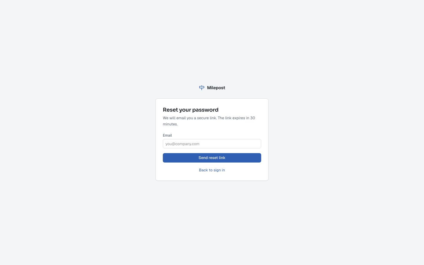 Gantt Chart Template — forgot password page screenshot