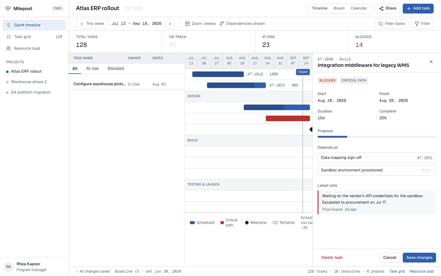 Gantt Chart Template — home page screenshot