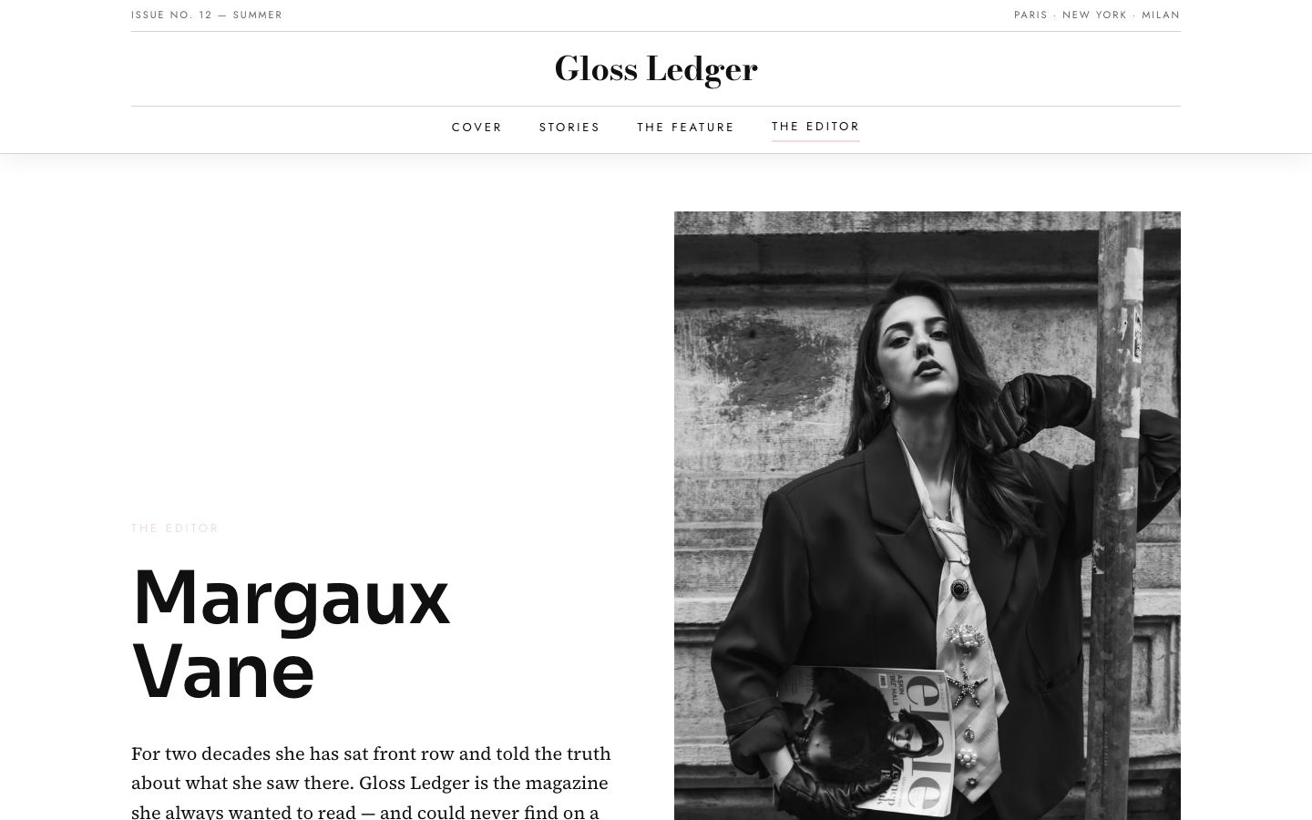 Fashion Blog Template — about page screenshot