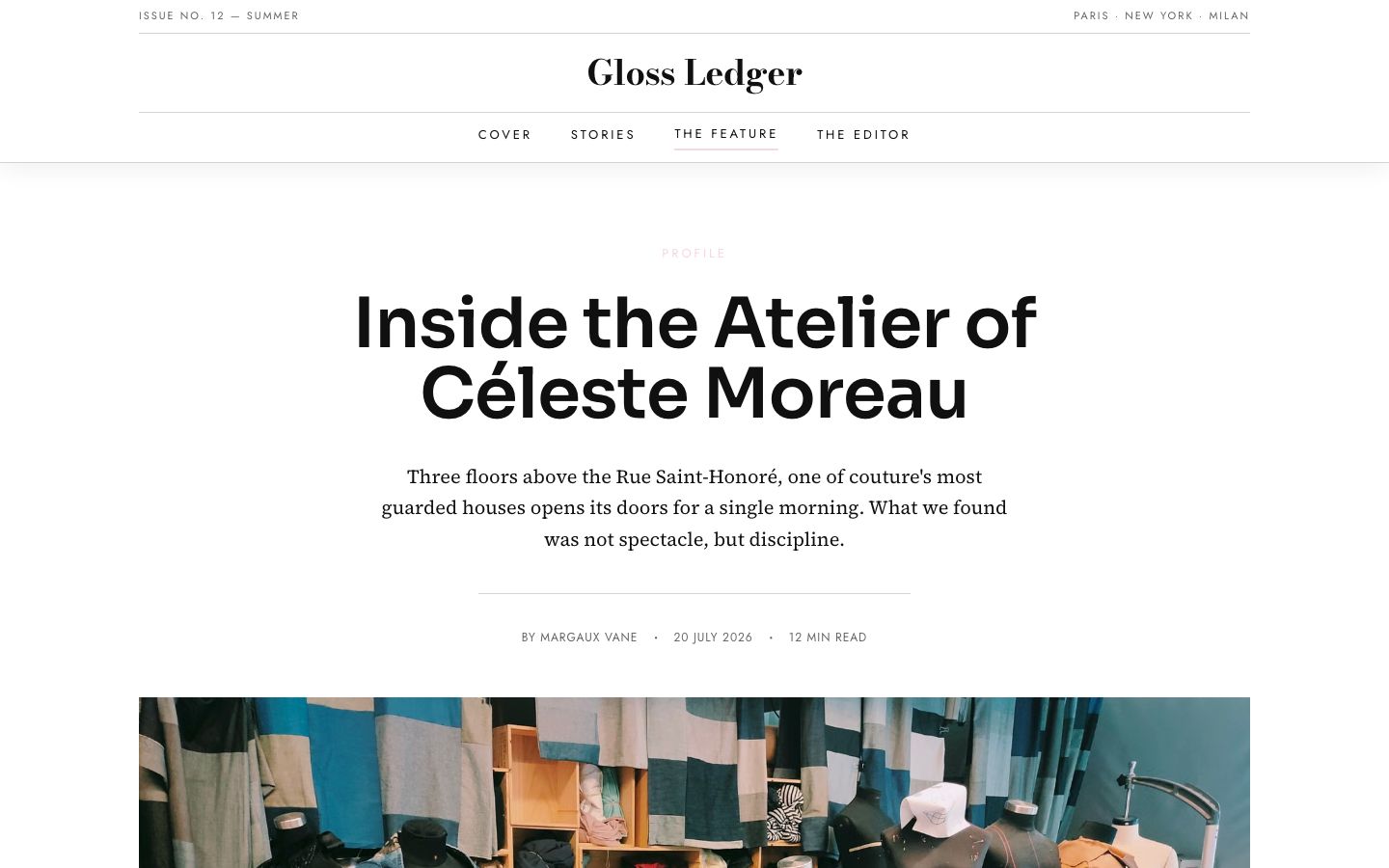 Fashion Blog Template — story page screenshot