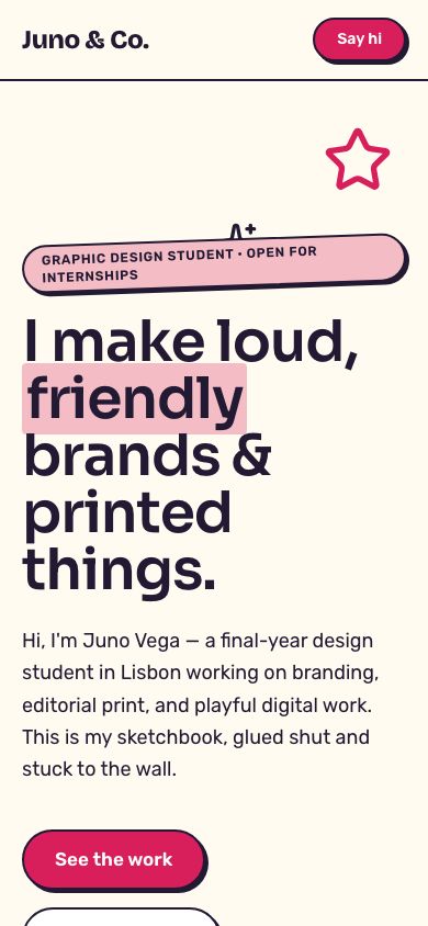 Graphic Designer Portfolio Template — responsive mobile layout