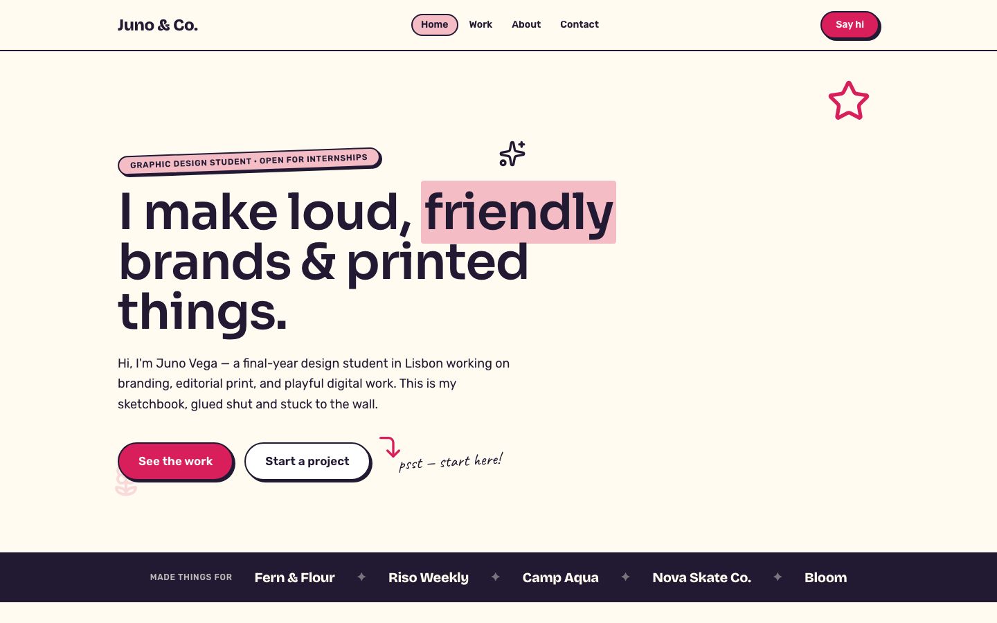 Graphic Designer Portfolio Template — home page screenshot