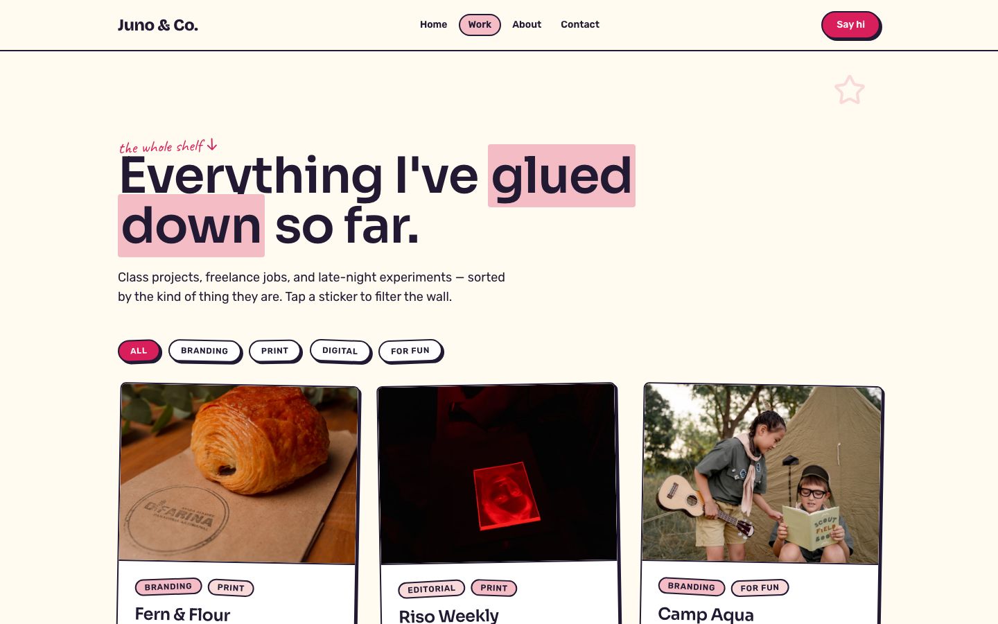 Graphic Designer Portfolio Template — work page screenshot