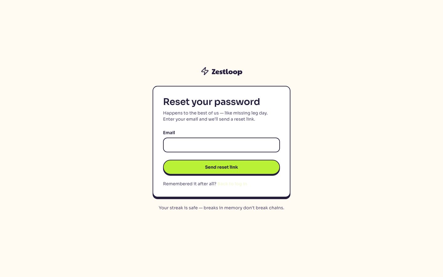 Habit Tracker UI Template — forgot password page screenshot