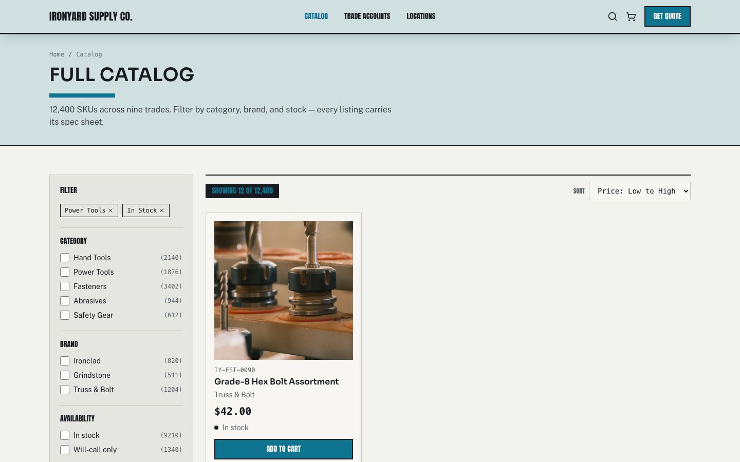 Hardware Store Website Template — catalog page screenshot