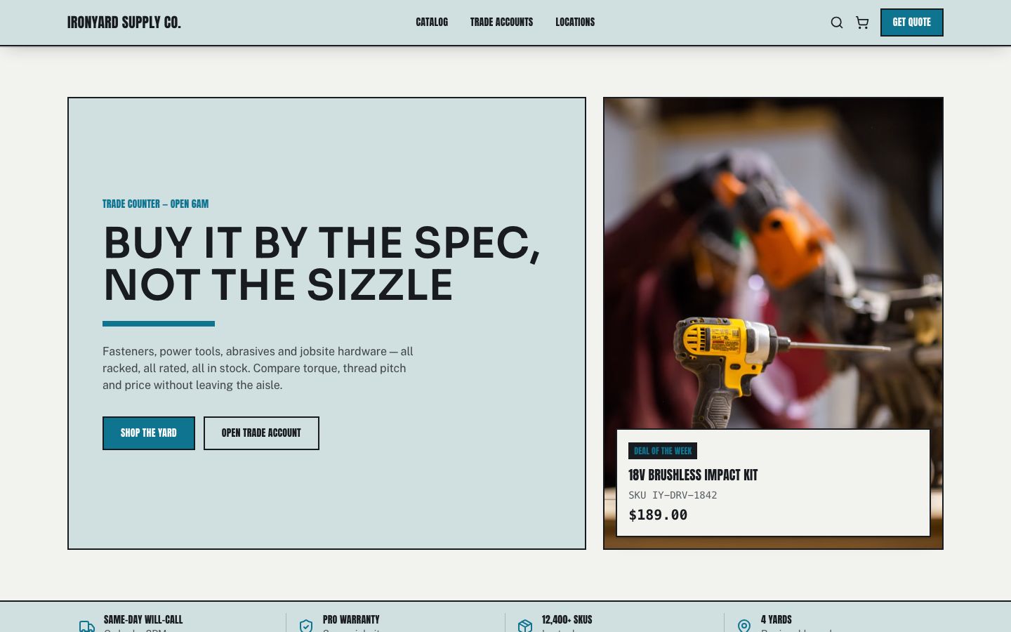 Hardware Store Website Template — home page screenshot