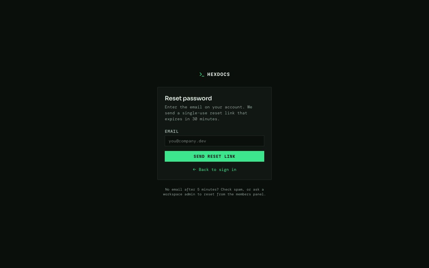 Headless CMS UI Template — forgot password page screenshot