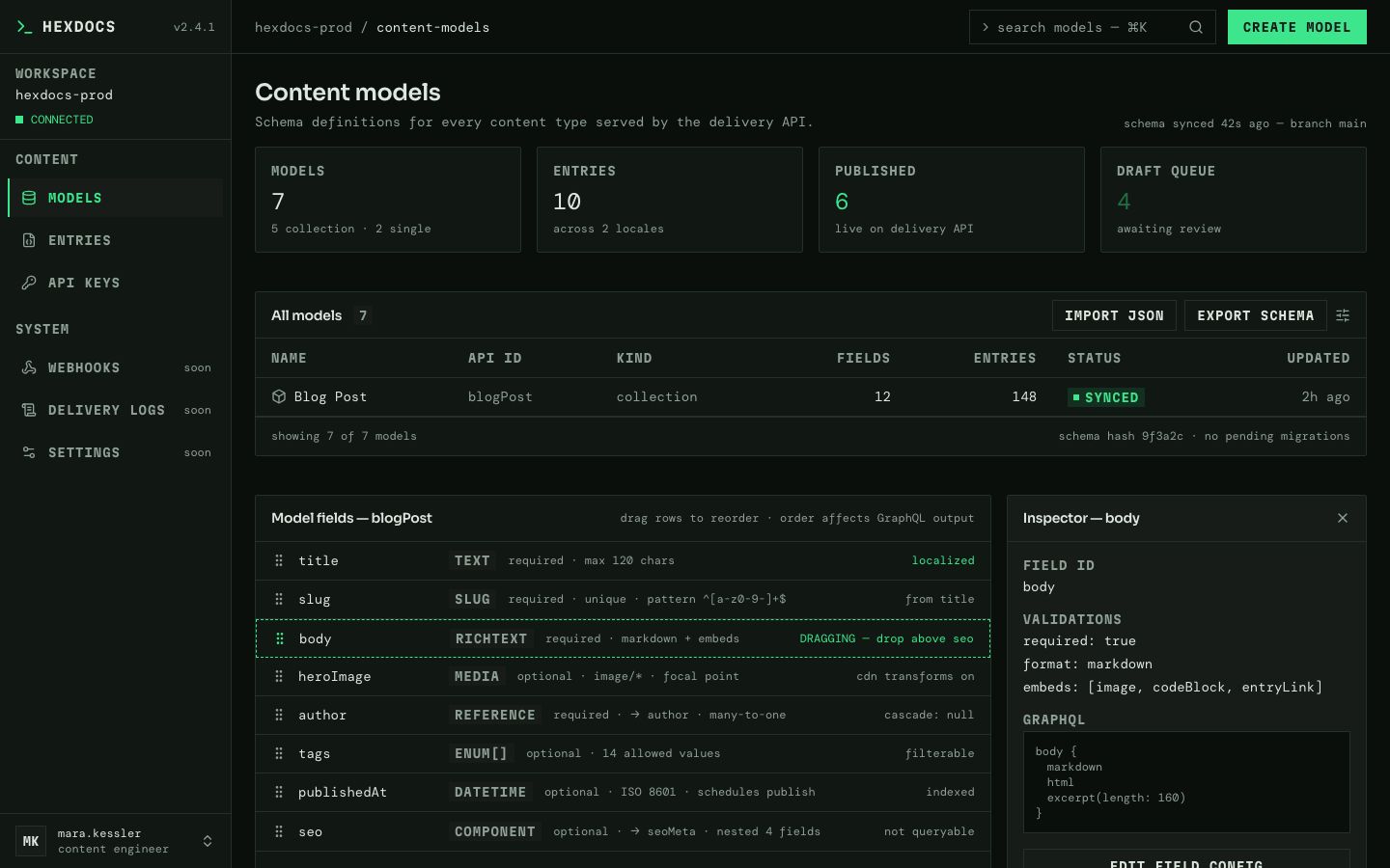 Headless CMS UI Template — home page screenshot