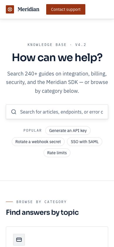 Knowledge Base Website Template — responsive mobile layout