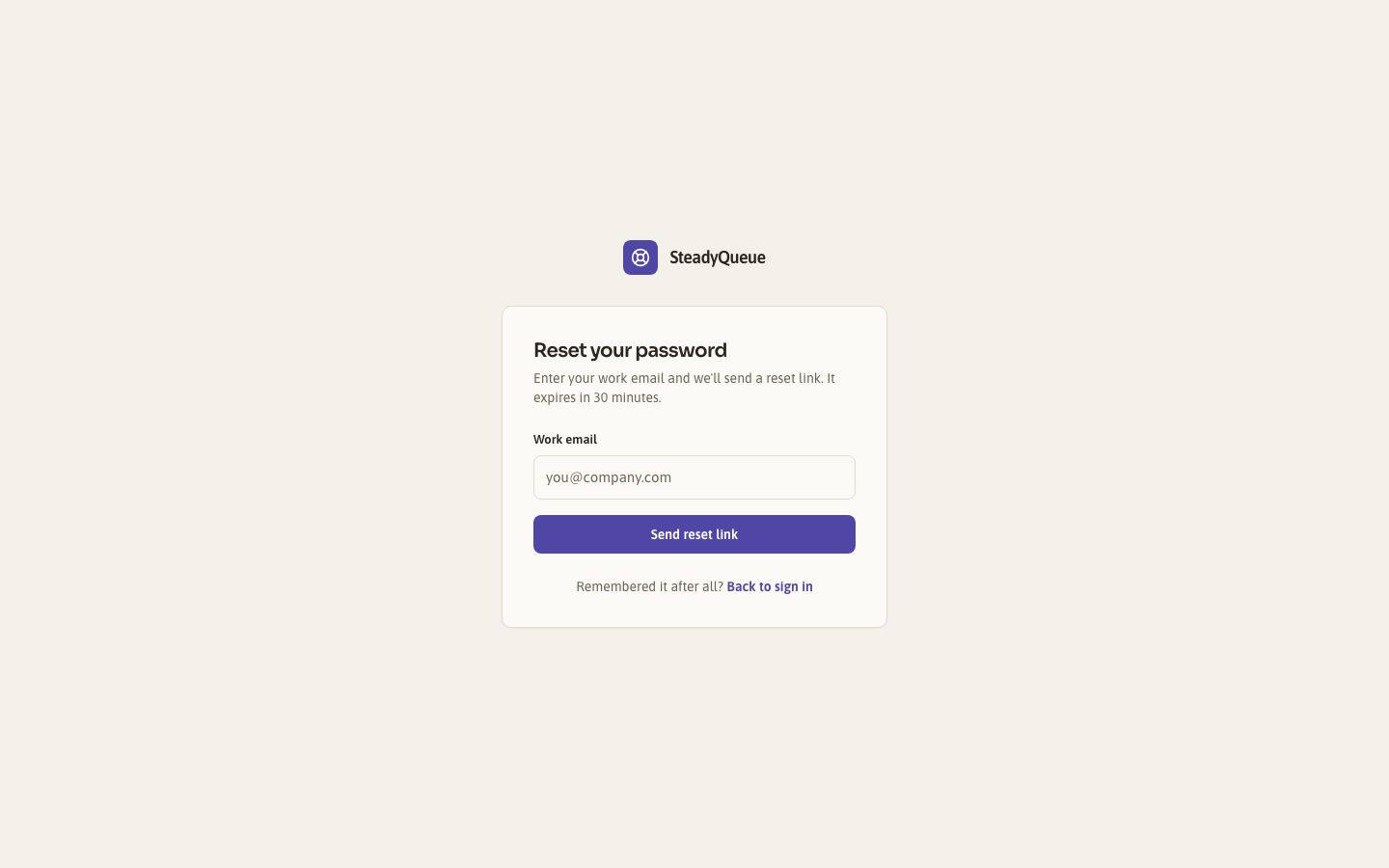 Help Desk Dashboard Template — forgot password page screenshot